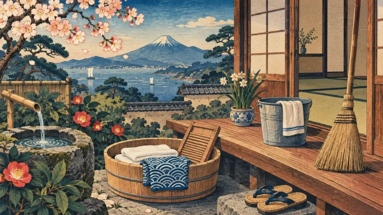 Painted illustration for Japanese Vocabulary for Chores and Daily Routines